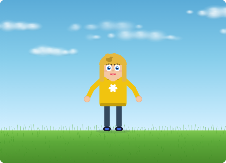 Interactive character for learning body awareness - drag the hands to move the arms